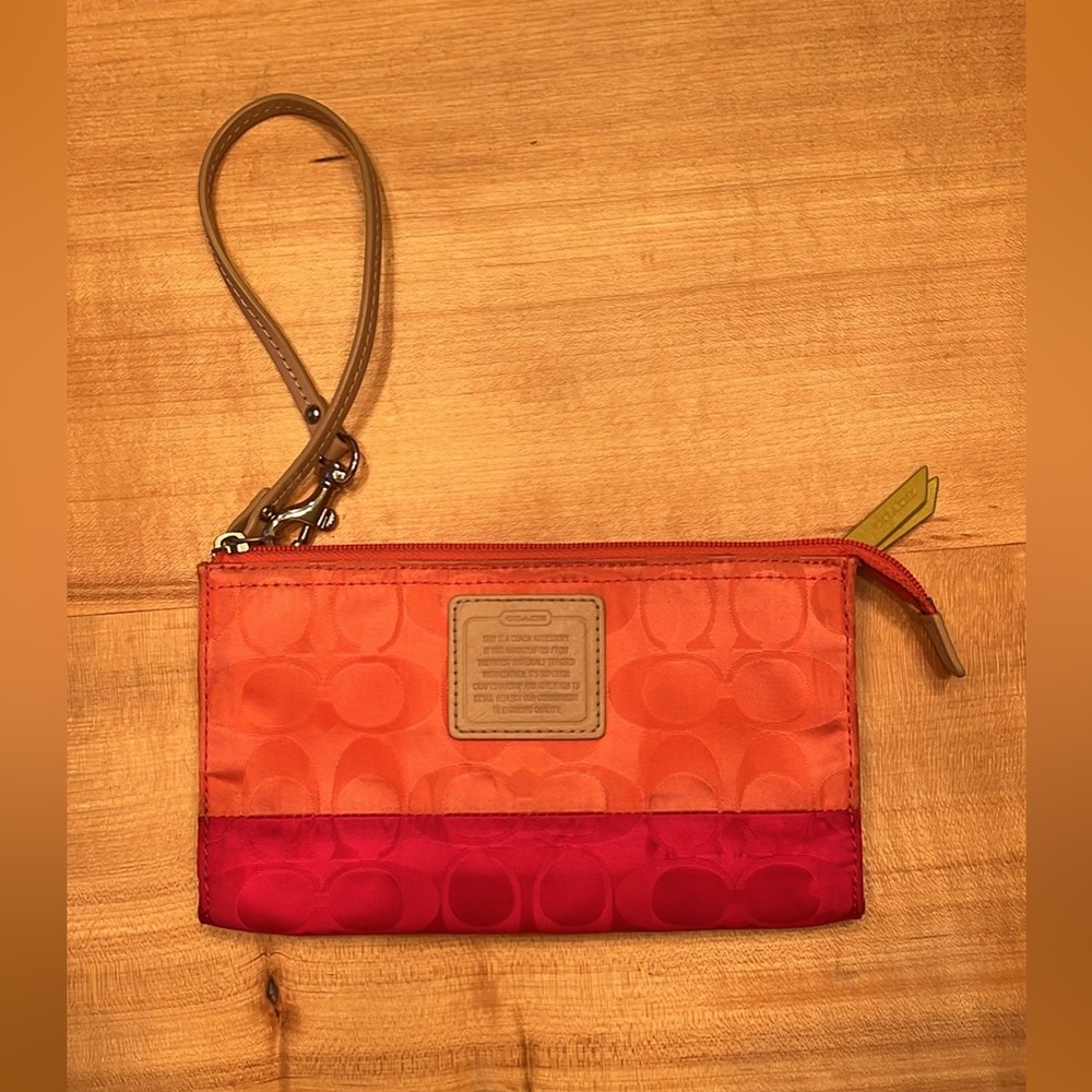 Coach wristlet hot pink and neon orange